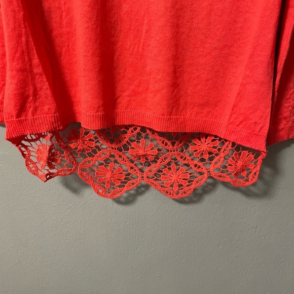 NWT Miracle Pink Crochet Back Long Sleeves Thin Knit Sweater. Size S/M - Picture 5 of 8